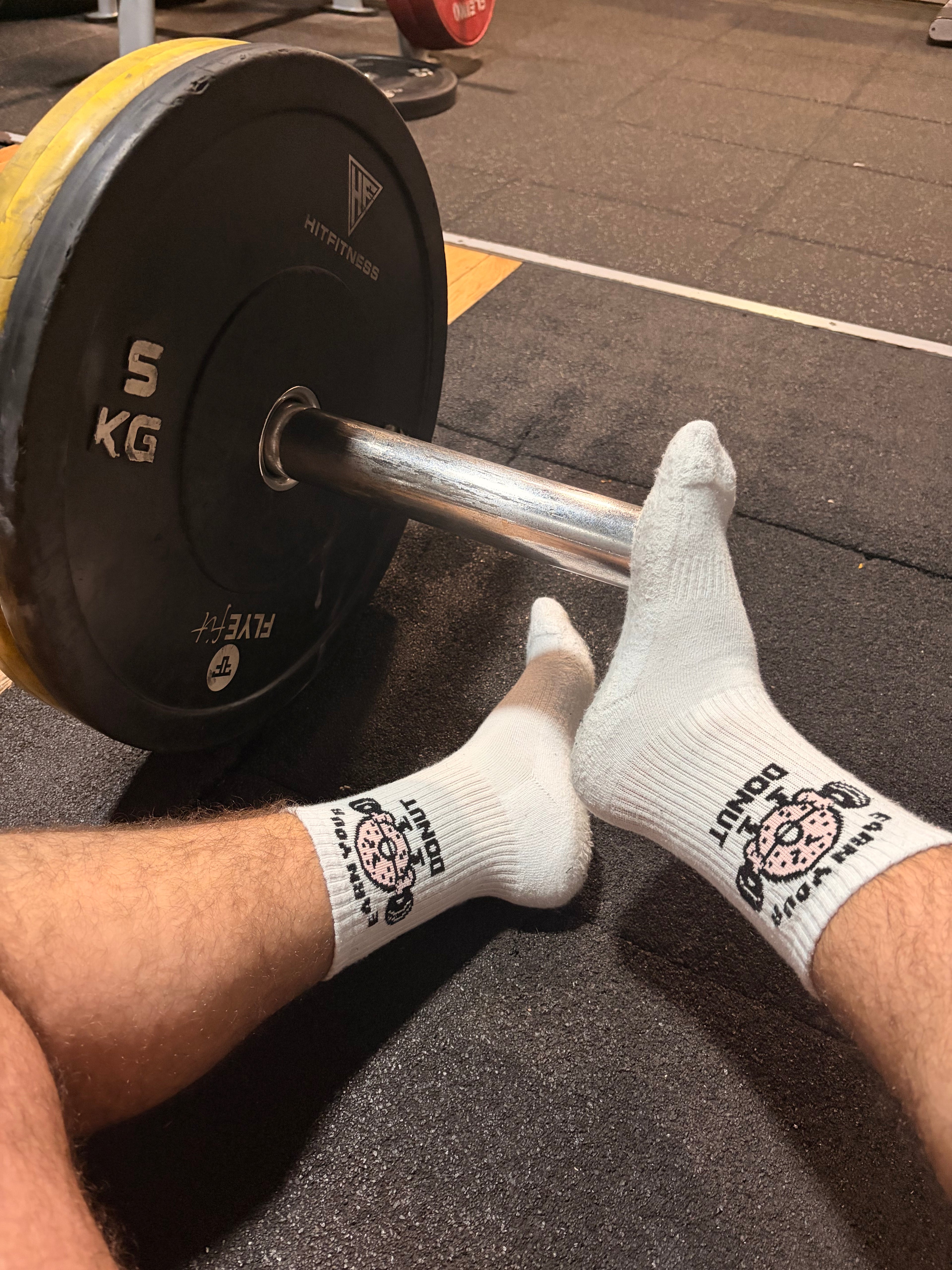 Earn Your Donut picture of socks with barbell 